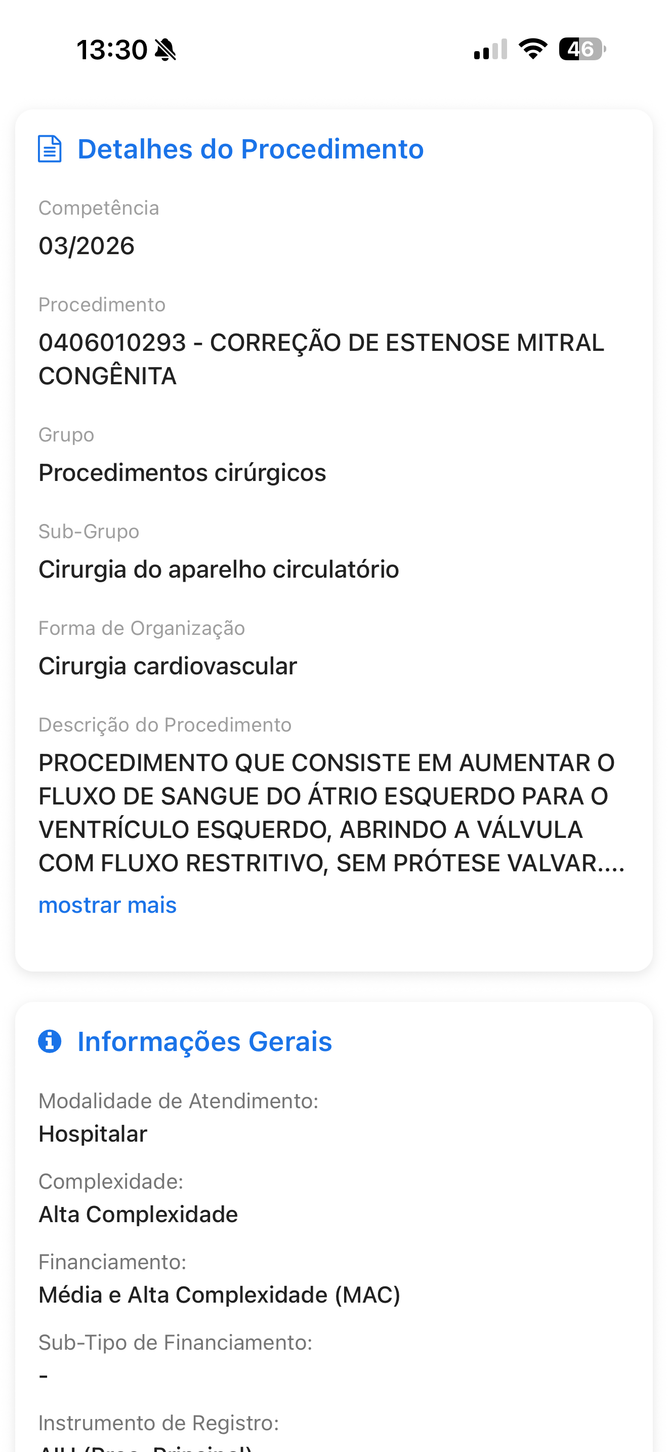 Tela de valores e OPME